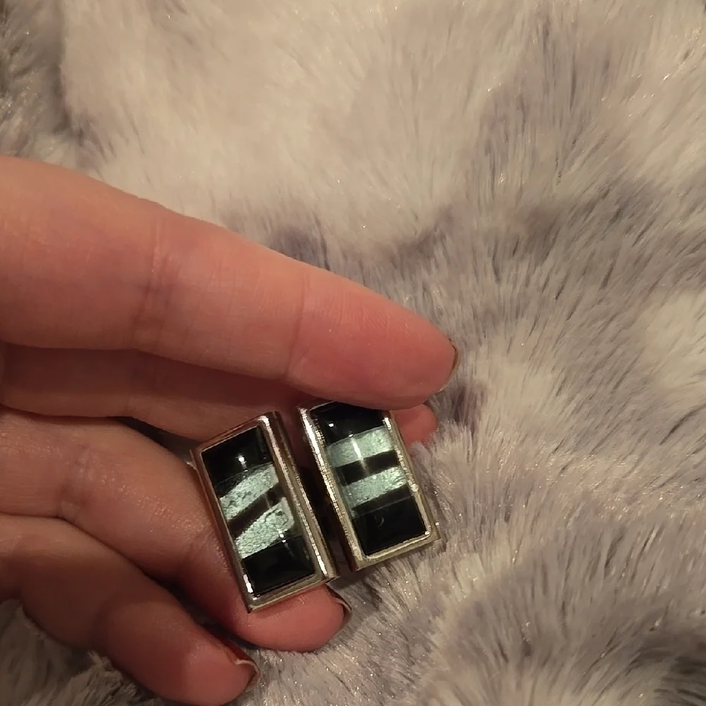 Silver and Black Stainless Steel Cufflinks Brand New In Box